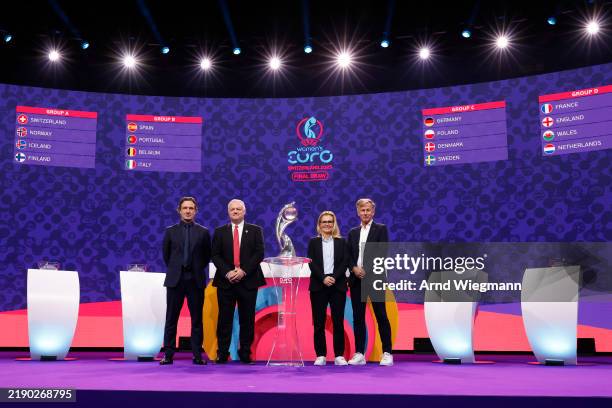Group D Head Coaches Laurent Bonadei, Head Coach of France, Jon Grey, Head Coach of Wales, Sarina Wiegman, Head Coach of England and Andries Jonker,...