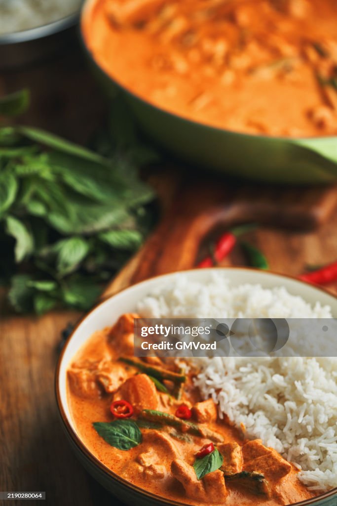 Thai Red Curry Served with Basmati Rice