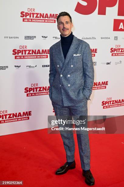 Florian David Fitz attends the premiere of 'Der Spitzname' at Mathaeser Filmpalast on December 16, 2024 in Munich, Germany.