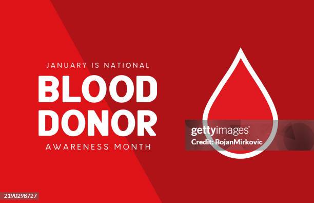 national blood donor month card, banner design, january. vector - blood donation background stock illustrations