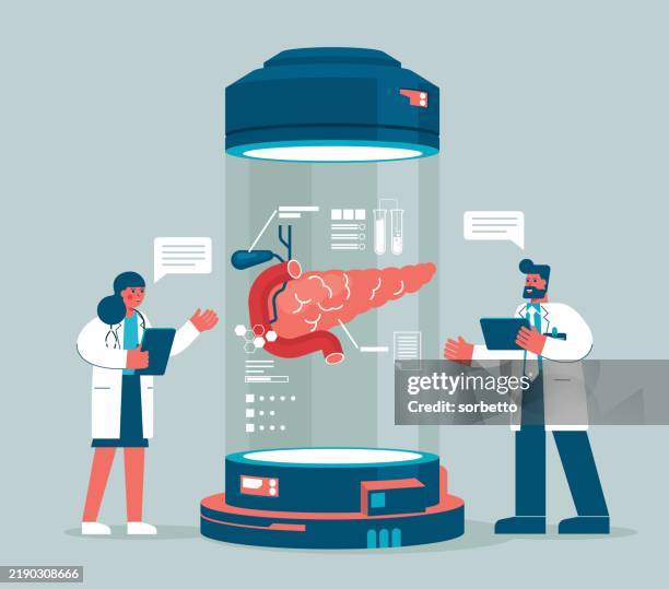 pancreas - analyzing - microbiologist stock illustrations