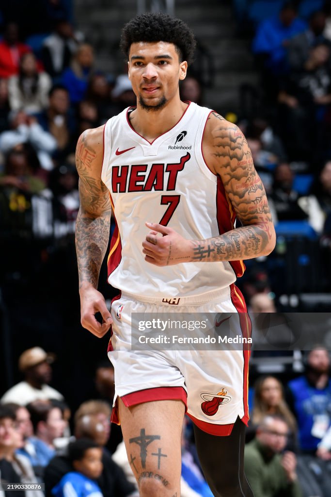 Ware Heat Kel'el Ware of the Miami Heat looks on during the game against the ...