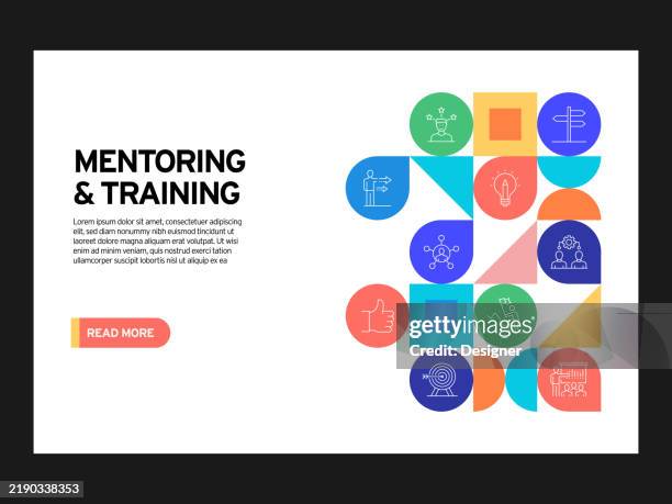 mentoring and coaching related vector illustration. training, mentor, employee, support, education, guidance, knowledge - continuous learning stock illustrations