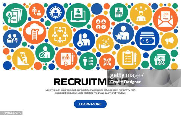 rekrutierungsbezogene vektorillustration. geschäft, mitarbeiter, karriere, job, kandidat - auszubildender stock-grafiken, -clipart, -cartoons und -symbole