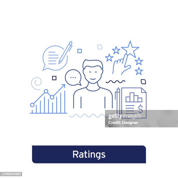 ratings concept vector illustration. editable stroke vector design. - give feedback stock illustrations