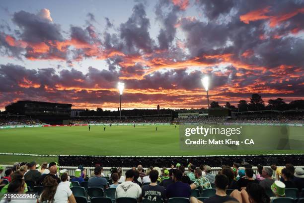 General view during the BBL match between Sydney Thunder and Adelaide Strikers at Manuka Oval, on December 17 in Canberra, Australia.