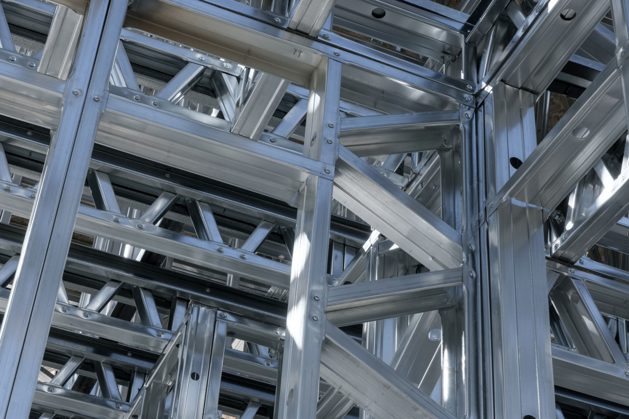 Modern architectural detail, highlighting the precision and strength of steel construction. Modern architectural detail, highlighting the precision and strength of steel construction.