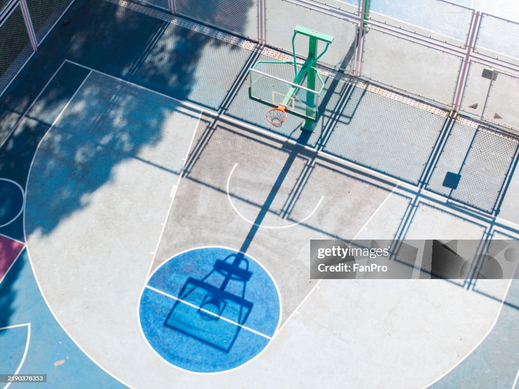 Aerial view of playground in modern city