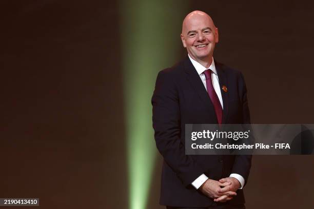 Gianni Infantino, President of FIFA, smiles as he looks on during the The Best FIFA Football Awards 2024 at Aspire Academy on December 17, 2024 in...