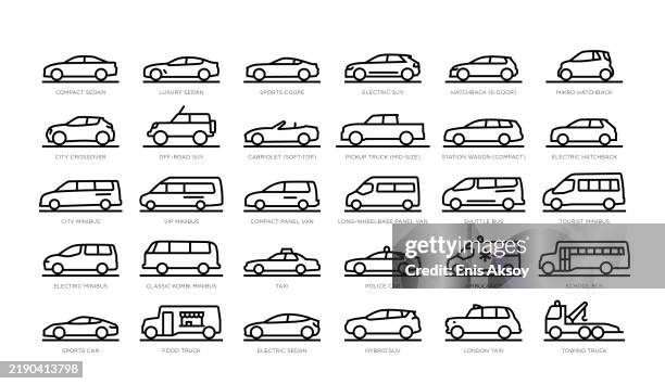 urban and personal use vehicle icons - icons stock illustrations
