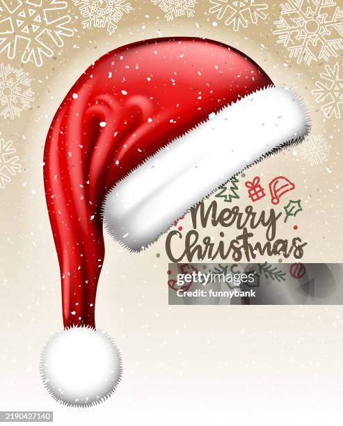 snowy santa hat post - christmas shopping stock illustrations