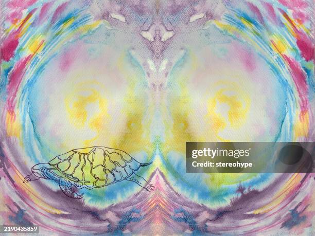 ilustraciones, imágenes clip art, dibujos animados e iconos de stock de tortuga en las profundidades - turtle coming out of shell