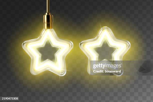 star lightbulb on transparent background. vector - fairy-lights-transparent-background stock illustrations