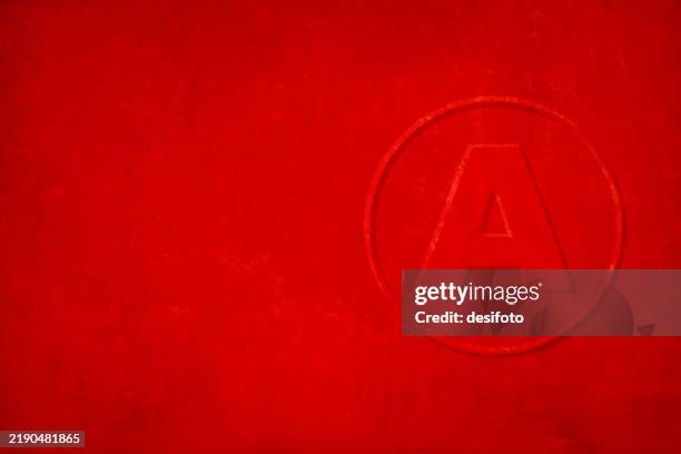 horizontal plain empty blank rough textured bright vibrant red maroon coloured whitewashed wall vector background or wallpaper with one 3d three dimensional cute encircled big capital letter a in a circle with copy space - big empty wall stock illustrations