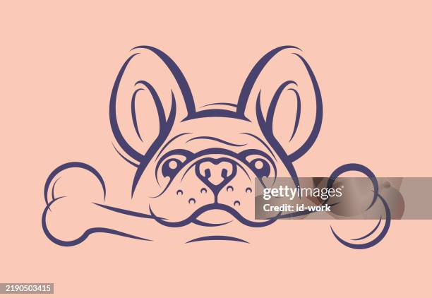 funny dog holding bone - dog bite stock illustrations