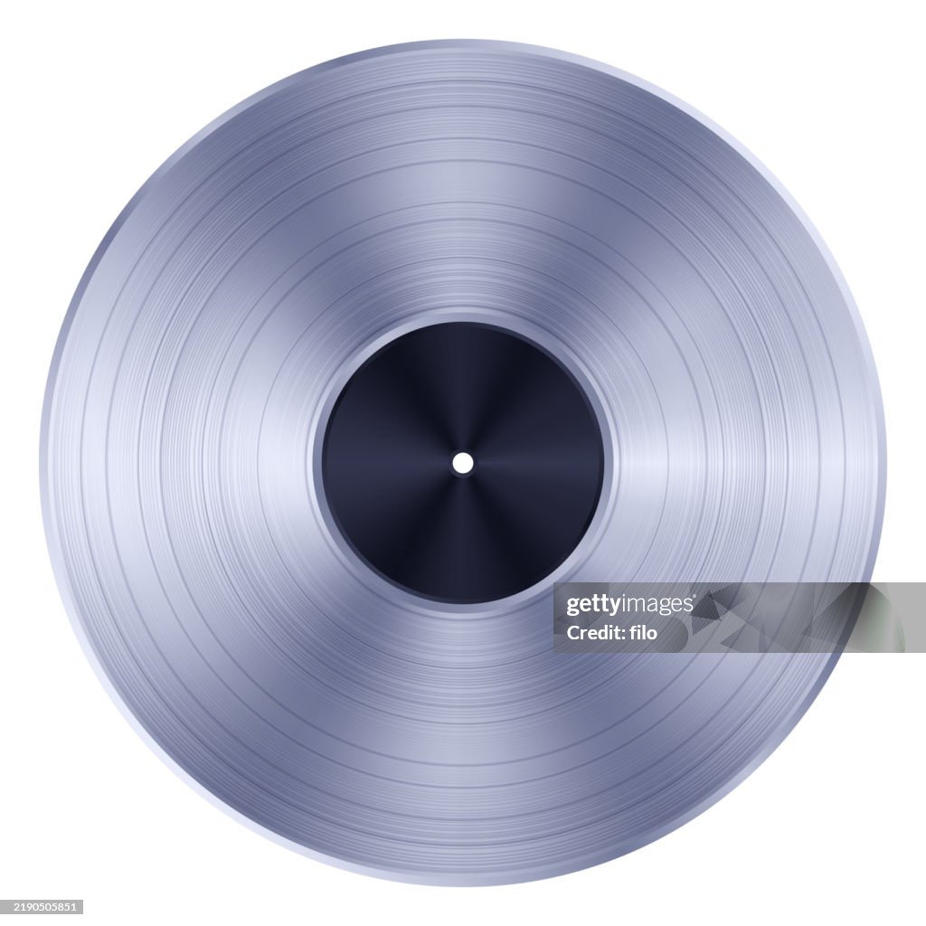 Platinum Record Silver Vinyl Record Design Element