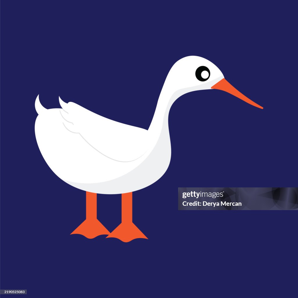 Cute illustration of a goose on a white background stock illustration