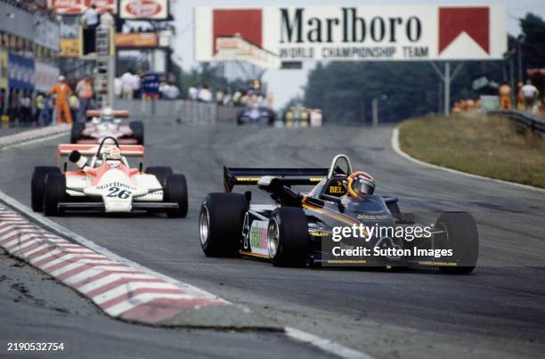 German racing driver Stefan Bellof drives the Maurer Motorsport Maurer MM83 - BMW/Mader ahead of Philippe Alliot from France driving the Marlboro BMW...
