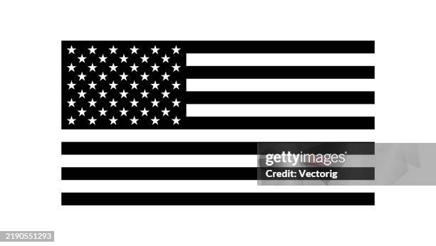 black and white american flag - amerikanische flagge stock-grafiken, -clipart, -cartoons und -symbole