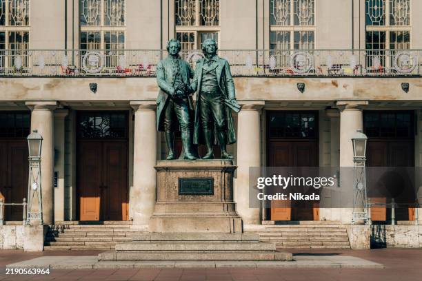 goethe and schiller monument, weimar, germany - composer 17th century stock pictures, royalty-free photos & images