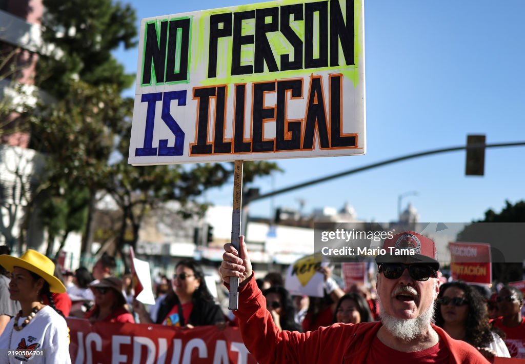 Activists In Los Angeles March Against Upcoming Trump Administration's Planned Migrant Deportations