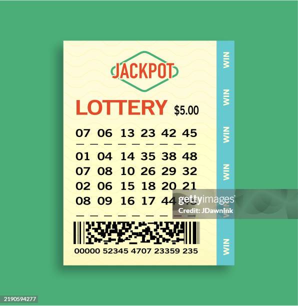 ilustraciones, imágenes clip art, dibujos animados e iconos de stock de plantilla de boleto de lotería con números - billete-de-lotería