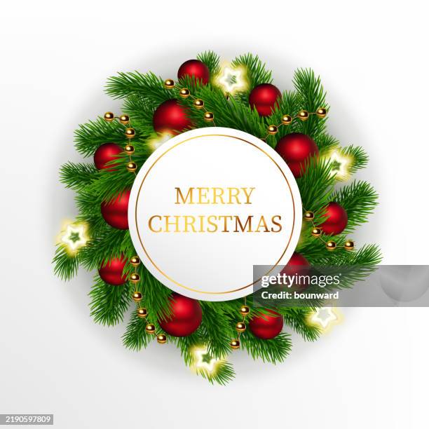 weihnachtskranz. vektor - - lametta freisteller stock-grafiken, -clipart, -cartoons und -symbole