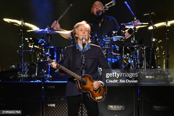 Sir Paul McCartney performs at The O2 Arena during his 'Got Back' world tour on December 18, 2024 in London, England.