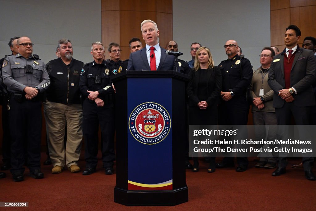 New 23rd Judicial District Attorney George Brauchler holds press conference.