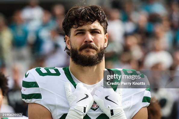 Jeremy Rucket Jets Jeremy Ruckert of the New York Jets looks on from the sideline during ...