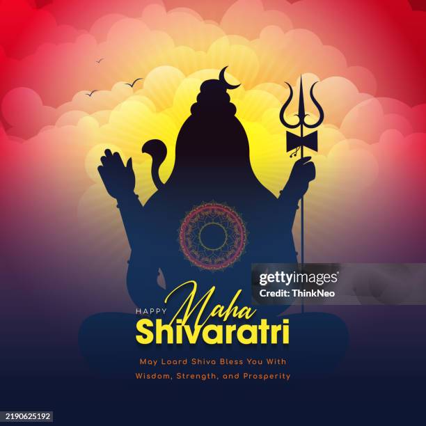hindu traditional maha shivratri celebration background design - shiva stock illustrations
