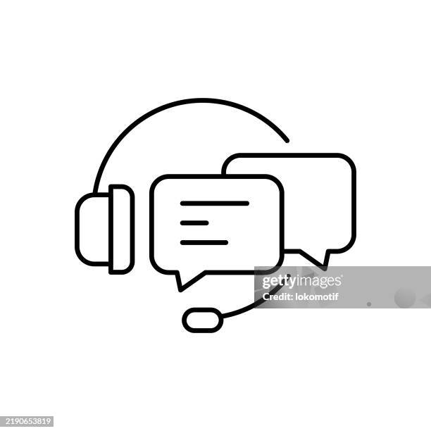 online customer sevice line icon with editable stroke. the icon is suitable for web design, mobile apps, ui, ux, and gui design. - call centre white background stock illustrations