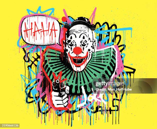 clown, stencil graffiti - pantomime costume stock illustrations