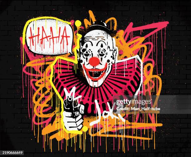 clown, stencil graffiti - pantomime costume stock illustrations