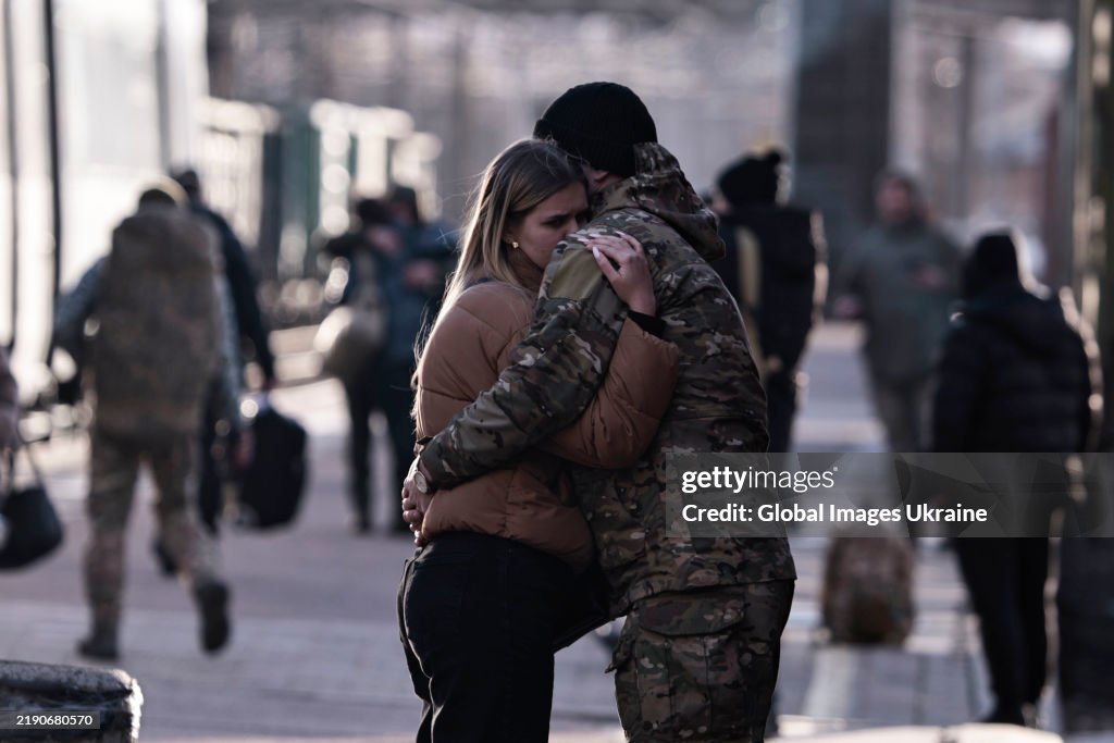 Ukrainian Soldiers Meet With Relatives At The Railway Station In Kramatorsk