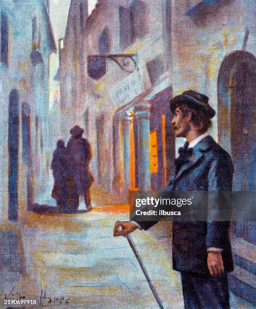 antique image from french magazine, story in venice - envy stock illustrations