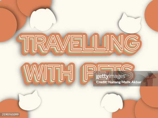 travelling with pets 3d editable text effect with paper cut style background. suitable for banner and graphic design. effect saved in "graphic styles" - cat outside stock illustrations