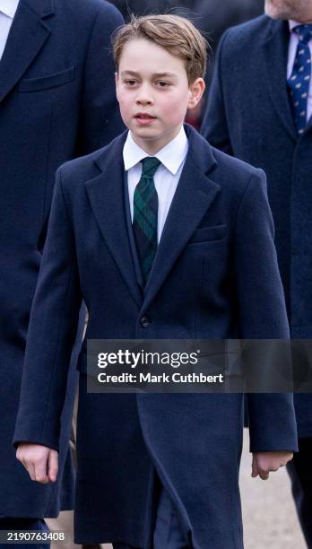 Prince George of Wales attends the Christmas Morning Service at St Mary Magdalene Church on December 25, 2024 in Sandringham, Norfolk.