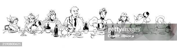 antique image from french magazine - magazine table stock illustrations