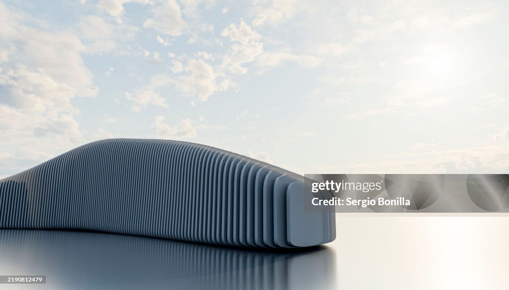 Rbed Structure A Minimalist Design Of A Modern Ribbed Structure Against A Sky With ...