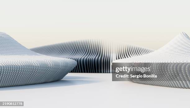 Ondulating Bench White Undulating Benches With A Textured Surface In A Minimalist ...