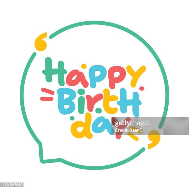 happy birth day lettiring. speech bubble shape. unique abstract graphic elements. modern style vector. big sale banner promotion background with abstract shape stock illustration - awkward conversation stock illustrations