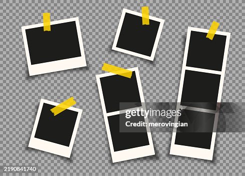 Photo frame collection with sticky tapes on transparent background Photo frame collection with sticky tapes on transparent background