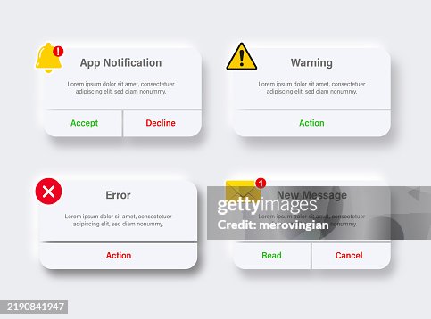 Warning notifications interface icon set Warning notifications interface icon set