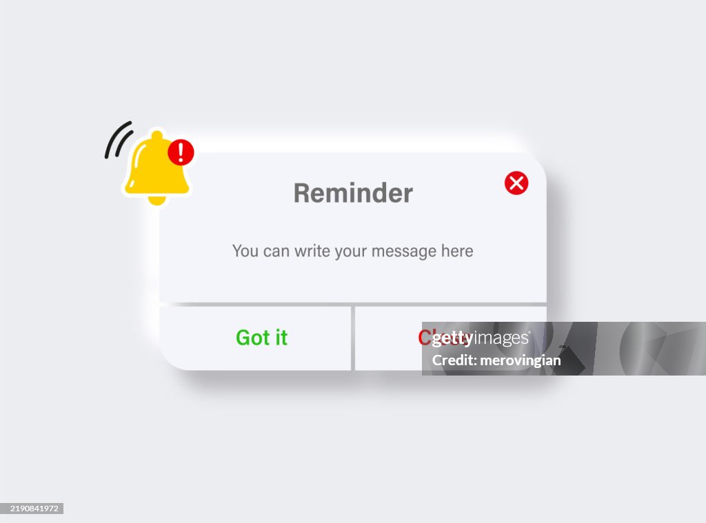 Reminder Notifications Interface Design High-Res Vector Graphic - Getty ...
