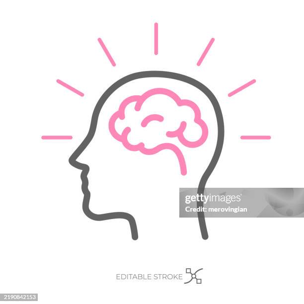 illustrations, cliparts, dessins animés et icônes de tête silhouette pensant personne et cerveau, concept de fonction cérébrale - cerveau