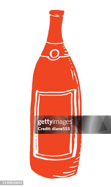 champagne bottle isolated on a transparent background - champagne bottle outline stock illustrations