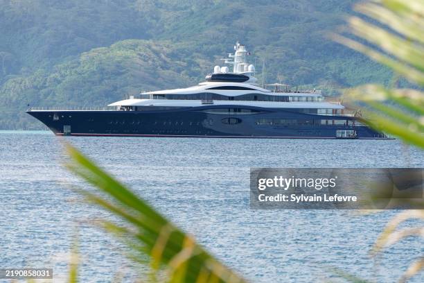 Chief executive officer of Meta Platforms Inc. Marc Zuckerberg's yacht "The Launchpad" is seen on December 19, 2024 in Raiatea, French Polynesia.