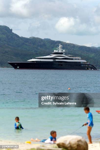 Chief executive officer of Meta Platforms Inc. Marc Zuckerberg's yacht "The Launchpad" is seen on December 19, 2024 in Raiatea, French Polynesia.