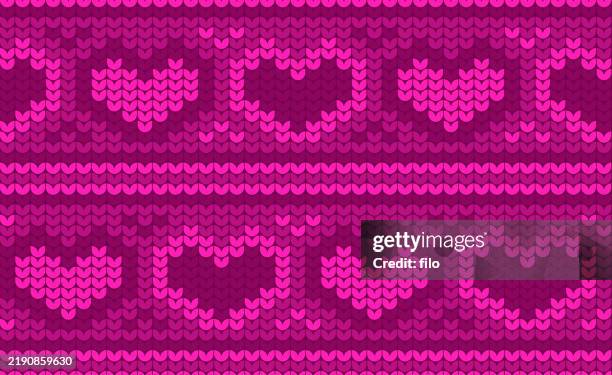 hearts seamless pink valentine's day love knit sweater background pattern - cardigan sweater stock illustrations